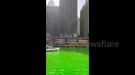 US: Chicago River Turns Green For St. Ratrick's Day