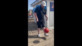 Little boy bursts into tears after dad's football hits his ice cream