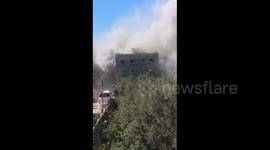 A fire breaks out in a house in Nuseirat