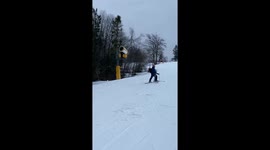 Snowboarder Gets an Unintended Strike