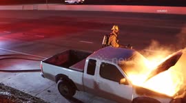US, Bakersfield: Bakersfield Pickup Truck Catches Fire On Highway 99