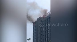 Fire rips through hotel in 'Scam City' along Burmese border with Thailand