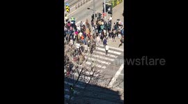 Serbia: People block traffic near the University of Belgrade Faculty of Law
