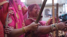 Men 'beaten' by stick-wielding women during unique celebration in northern India