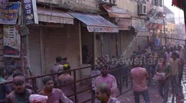 Millions of People Celebrate Holi, the Hindu Festival of Colors in Vrindavan