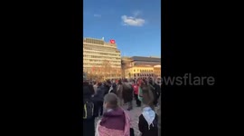 Norway: Protesters gathered outside the Norwegian Parliament in Oslo in solidarity with the Palestinian people