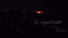 Drone video shows huge blaze that shutdown London's busiest airport