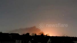 Heathrow Airport fire rages on the horizon following substation blaze