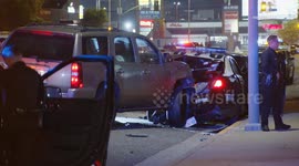 US, Los Angeles: Mid City LAPD Patrol Vehicle Struck by DUI Driver Officer Hospitalized