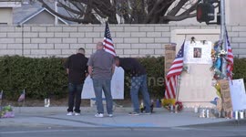 US, Los Angeles: Victorville Sheriffs Station Holds Prayer At Deputy Cuevas Jr Crash Site