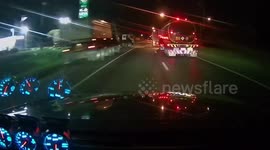 Ghost wheel rolls into path of oncoming cars on motorway