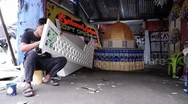 Indonesian Craftsmen Make Ramadan Ornaments From Styrofoam