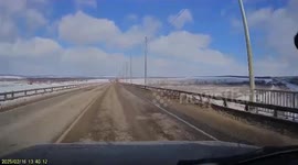 Driver narrowly escapes death after massive chunk of ice flies off lorry into windscreen