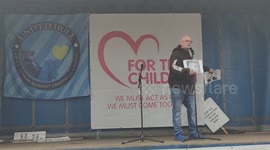 Speaker demand Public inquiry rally at the Patriots Of Britain - We march for the children in London, England