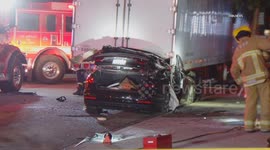 US, Los Angeles: Shadow Hills Fatal Vehicle Into Semi Truck