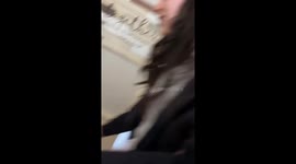 Woman plays original song on piano after dentist visit in New York, USA