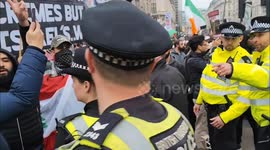 Metropolitan Police Territorial Support Group Brought in as Pro-Palestine Quds Day Protest clashes with Pro-Israel Counter-Protest. Oxford Circus, London, UK 23/03/2025