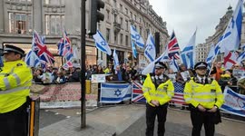 The pro-Israel group 'Stop the Hate' will counterprotest against the pro-Palestine march at the Al Quds Day rally in 2025 in London, UK