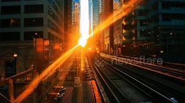 Chicago Henge - Sunset timelapse at a Downtown Chicago metro train station
