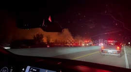 Wildfire tears alongside US Route1 in Florida