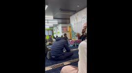 Cheeky toddler hilariously grabs a grape from prayer table