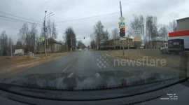 Delivery truck suddenly explodes in giant fireball and causes glass-shattering shockwave