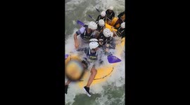 Hilarious white water rafting course sees guests topple into rapids