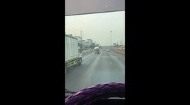 Boxes fly off the back of pickup truck into oncoming cars