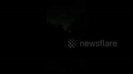 Flames engulf the Al-Alyan family’s home on Beit Lahia Main Street northern Gaza Strip