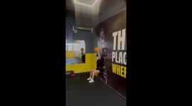 Gym Poster Falls During Workout