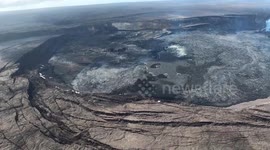 Kilauea volcano eruption monitored by helicopter in Hawaii