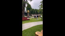 Saxophonist leads wedding procession with epic performance