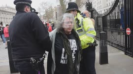 disability protest . as fears among disabled groups that there being targeting. one elderly protester arrested unfairly