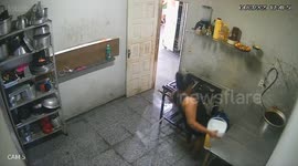 Woman Slips and Falls While Mopping Kitchen