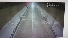 Dramatic CCTV Footage Shows SRTC Bus Overturning Inside Navyug Tunnel, 12 Injured