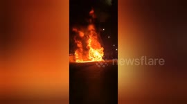 A Moving Swift car turned into a fireball in Kanpur, Uttarpradesh