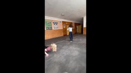 Girl spins until she loses balance and falls