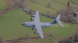 Low flying RAF and USAF aircraft in the Mach Loop area of Wales UK