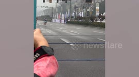 Marathon runner celebrating win too soon loses first place to rival