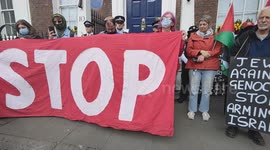 Protestors are telling Jonathan Reynolds to stop the genocide of the Palestinians and to stop arming Israel now. London, UK.