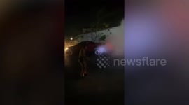 Drunk driver causes chaos as police shoot car tires to stop him