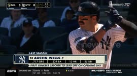 Wells becomes 1st catcher to hit leadoff homer on opening day and Yankees beat Brewers 4-2