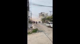 Locals flee as buildings collapse during Myanmar earthquake