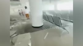 Myanmar earthquake hits airport as passengers run through debris