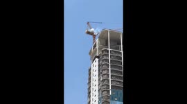 Apartment block collapse seen from up close during Bangkok earthquake