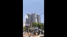 Water spills from rooftop pool as earthquake shakes high-rise in Bangkok, Thailand