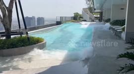 Tremors from Myanmar Earthquake Shake Bangkok, Gym Pool Water Surges Violently