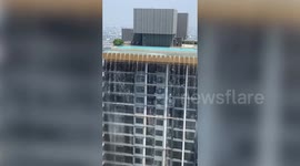 Myanmar earthquake: Water cascades from rooftop pool as high-rise sways in Bangkok