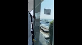 Roof top swimming pool shakes as earthquake hits Thailand