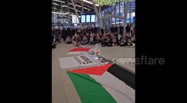 Netherlands: Dozens of activists held a sit-in at Utrecht Central Station in the Netherlands, in support of Palestine